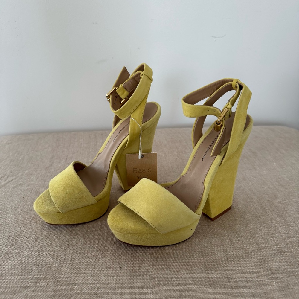 Zara Yellow Platform Heels size 6